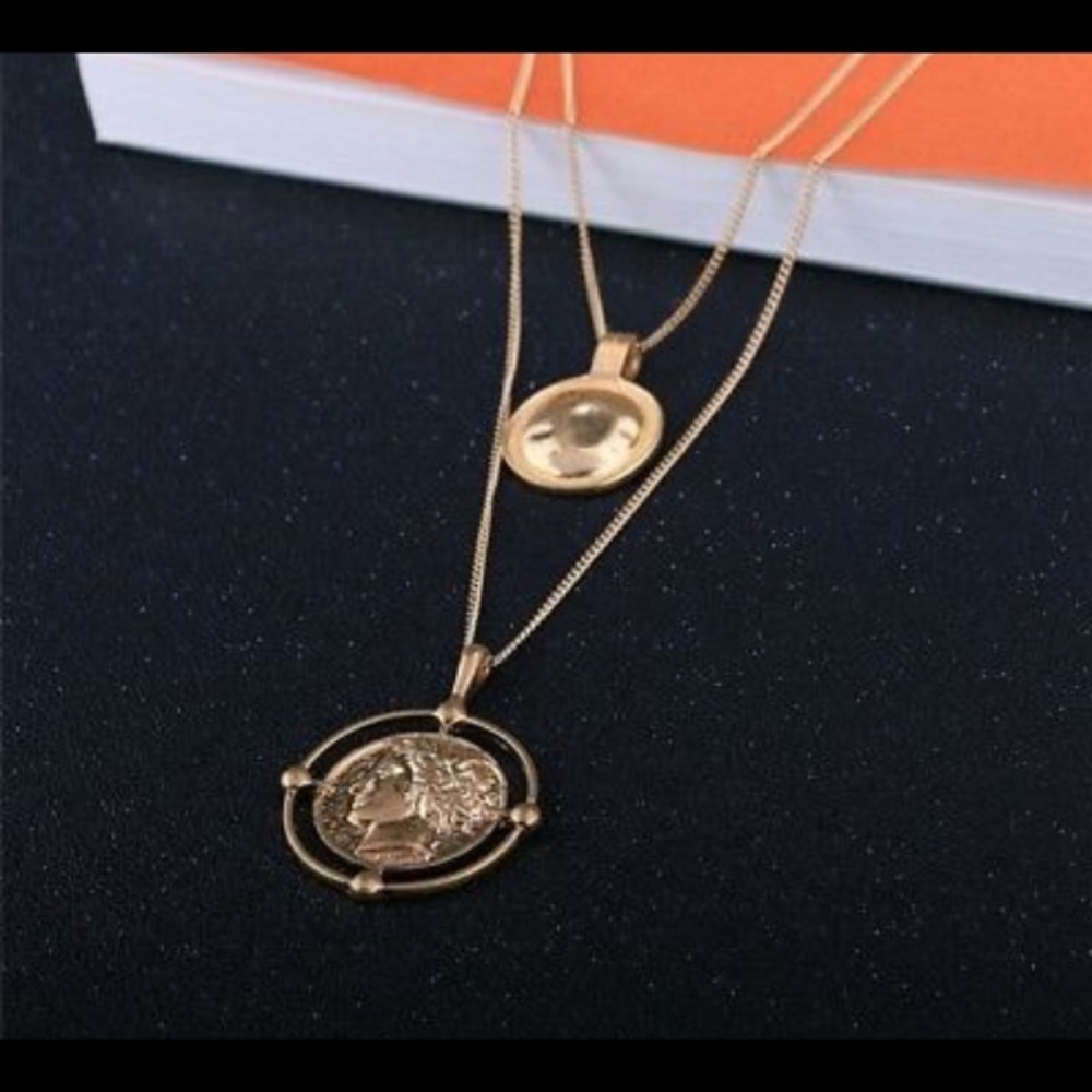 Apollo Coin Gold Layered Necklace - Picture 3 of 6